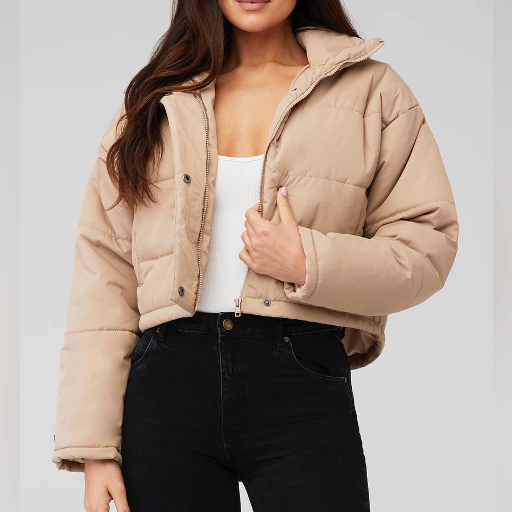 Fifth Label Tan Puffer Cropped Bomber Jacket Preloved RTR Size S
